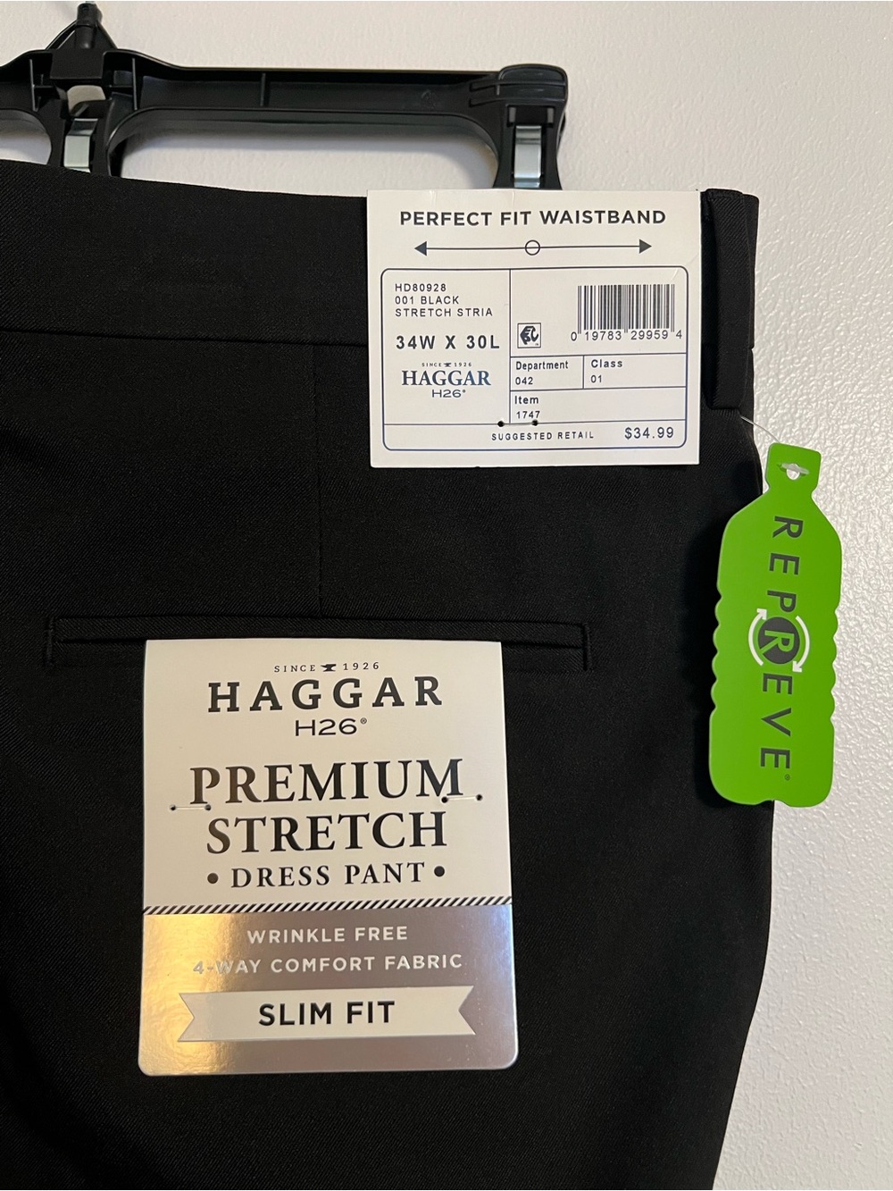 Haggar Black Slim Fit Premium Stretch Dress Pants